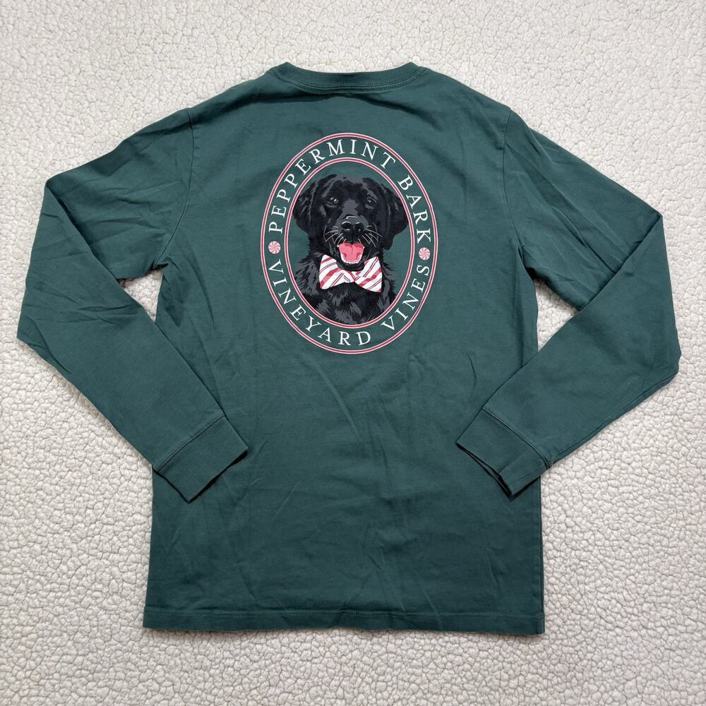 Vineyard Vines Peppermint Bark‎ Dog Long Sleeve T-Shirt Youth Medium 12-14 Green
